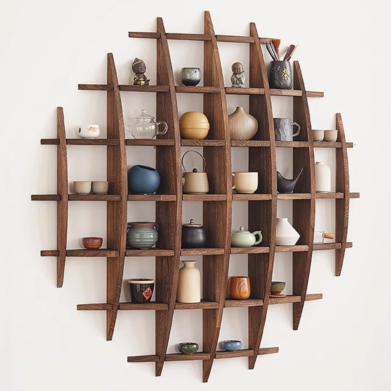 Wall Shelf Commercial Kitchen - Rak Penyimpanan Cangkir Teh Kayu Solid