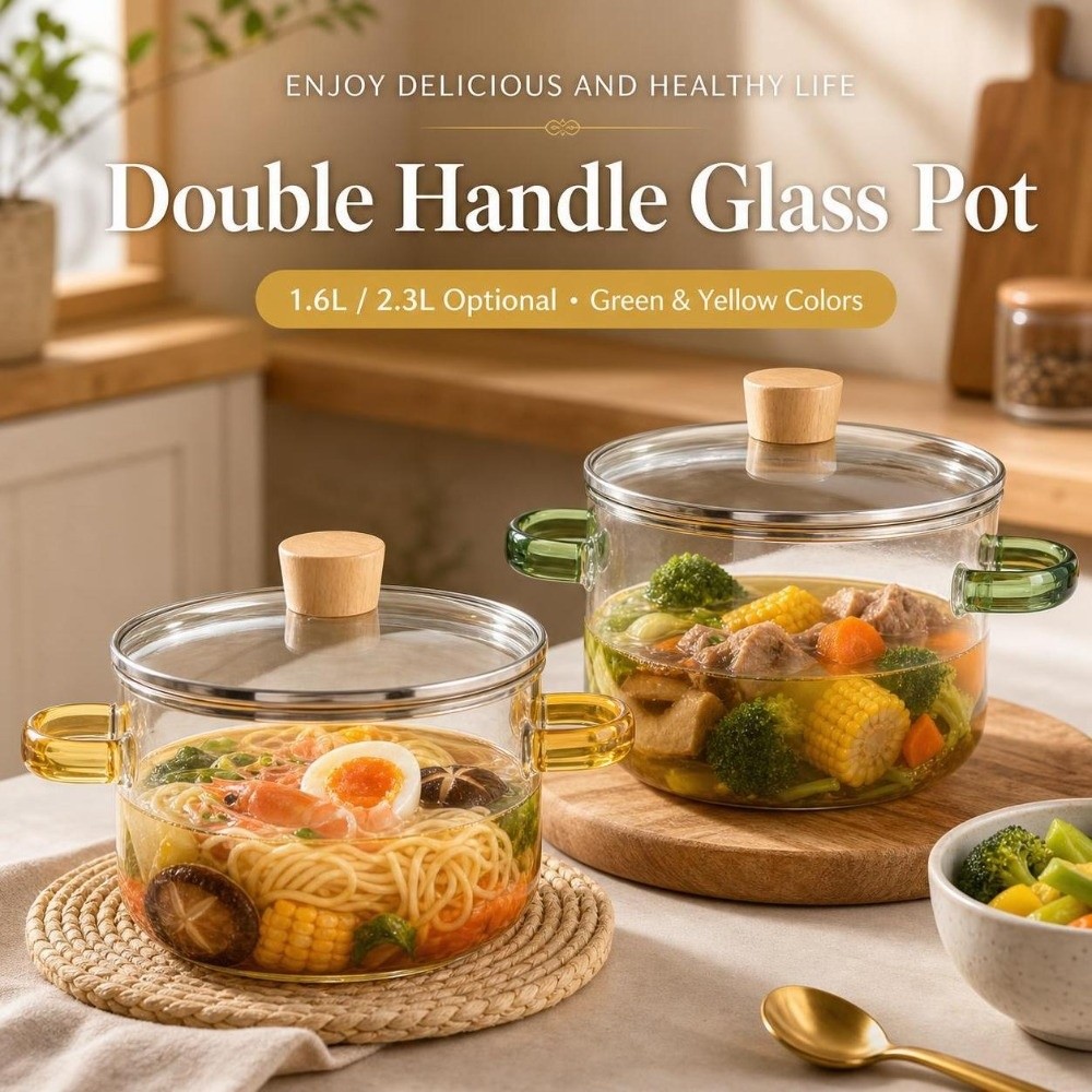 Soup Kettle Warmer - Panci Kaca Rumah Tangga Tebal 1.6/2.3L