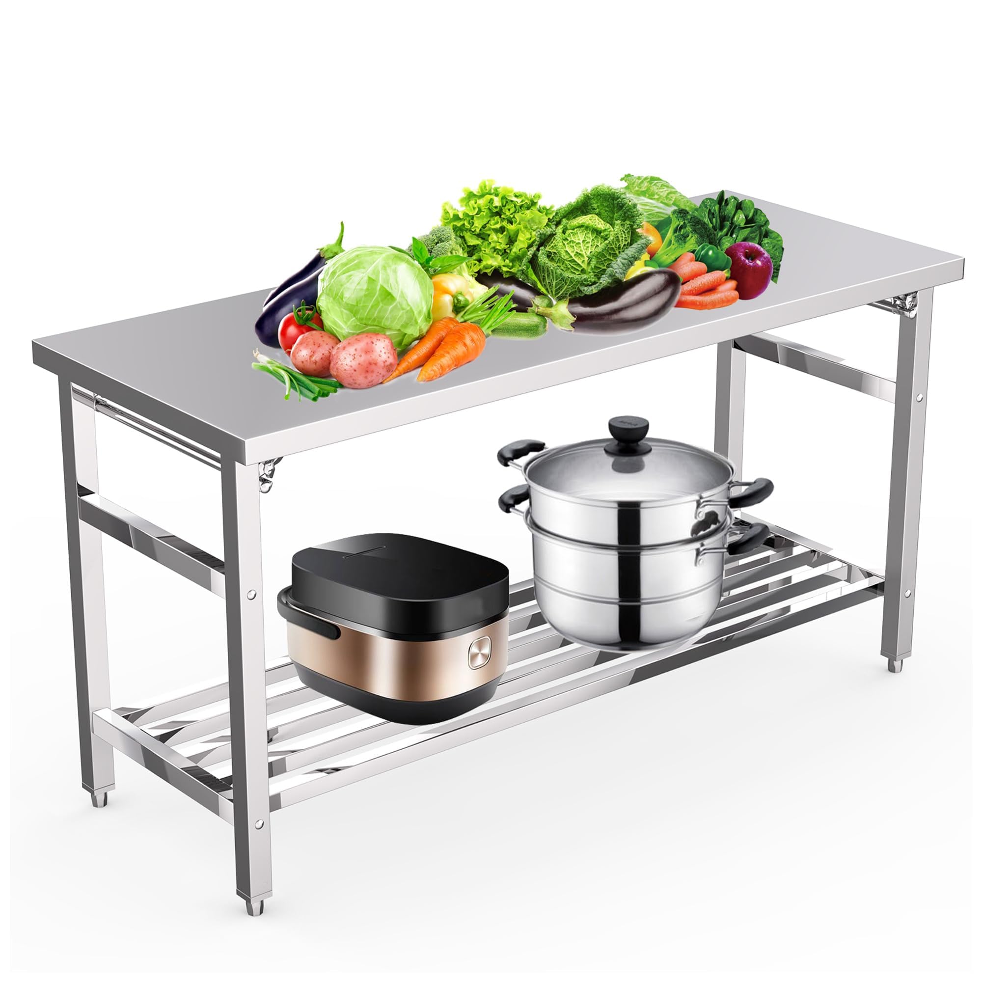 Commercial Kitchen Kitchen - Meja Persiapan Lipat Stainless Steel 60