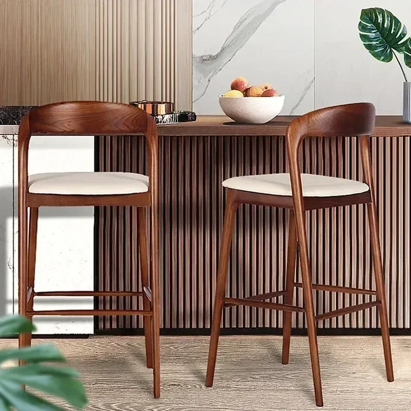 Commercial Kitchen Counter - Kursi Bar Desainer Kayu Antik Aksen